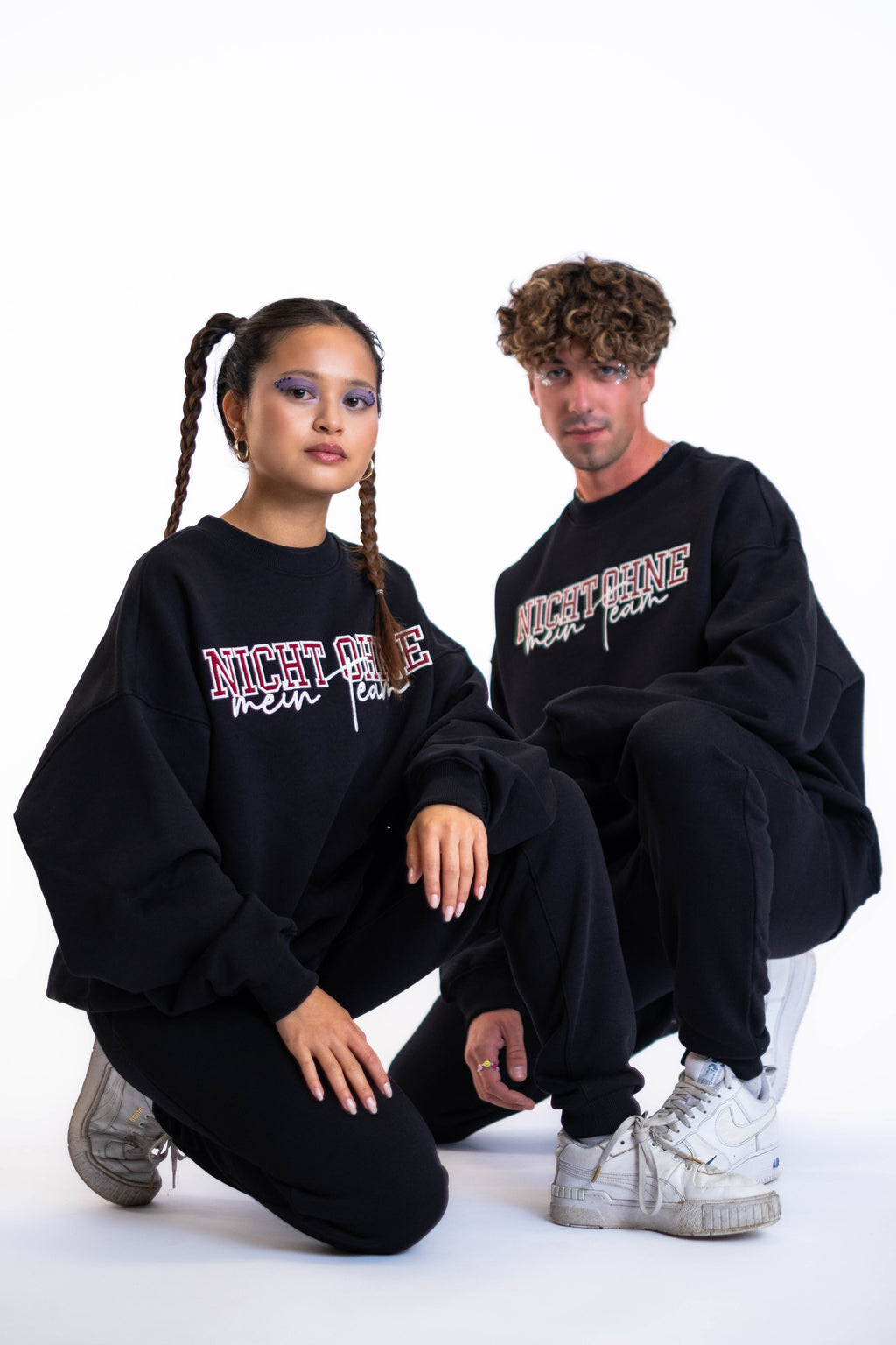 Oversized Crewneck „Team“ - Schwarz