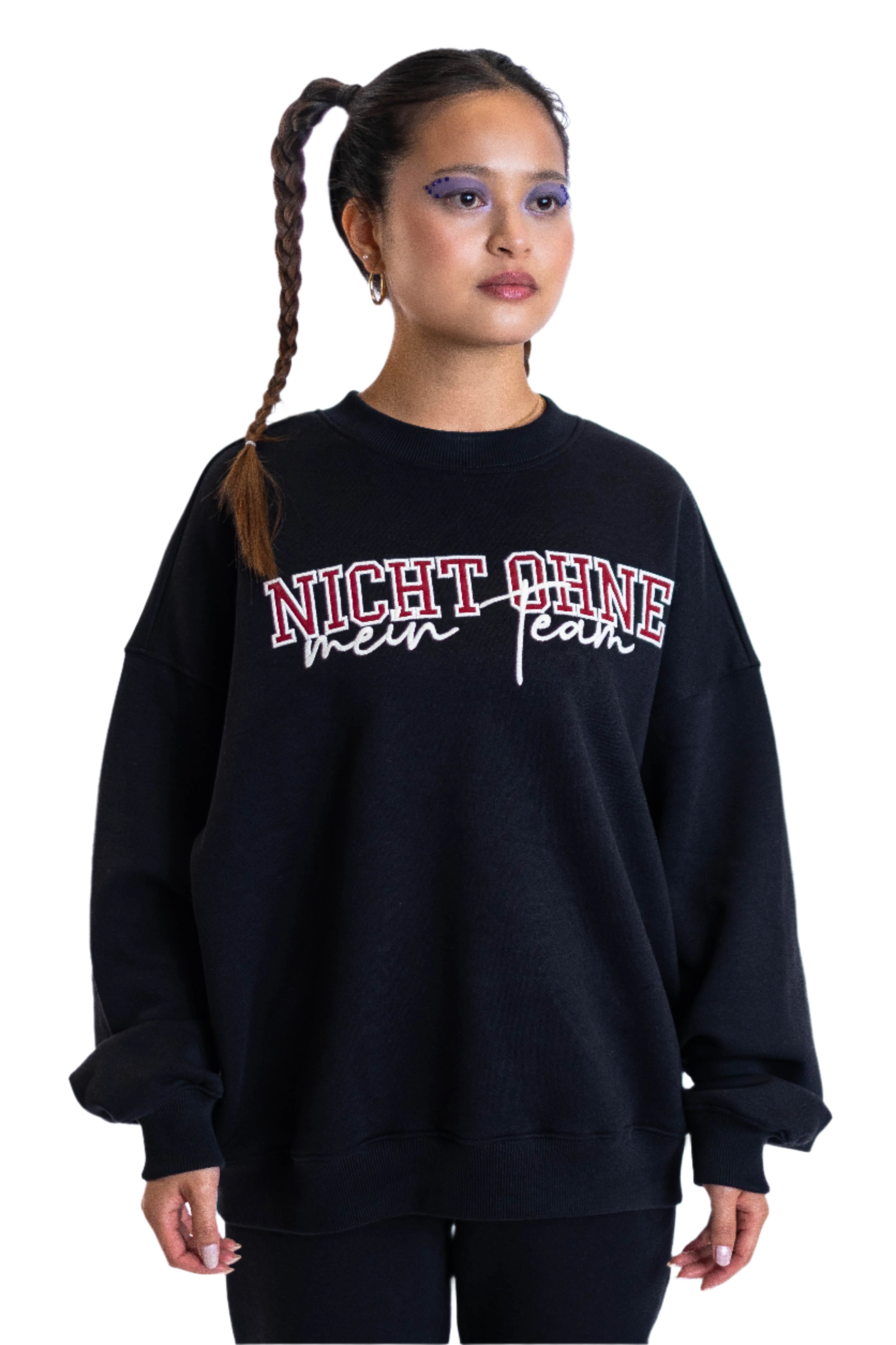 Oversized Crewneck „Team“ - Schwarz