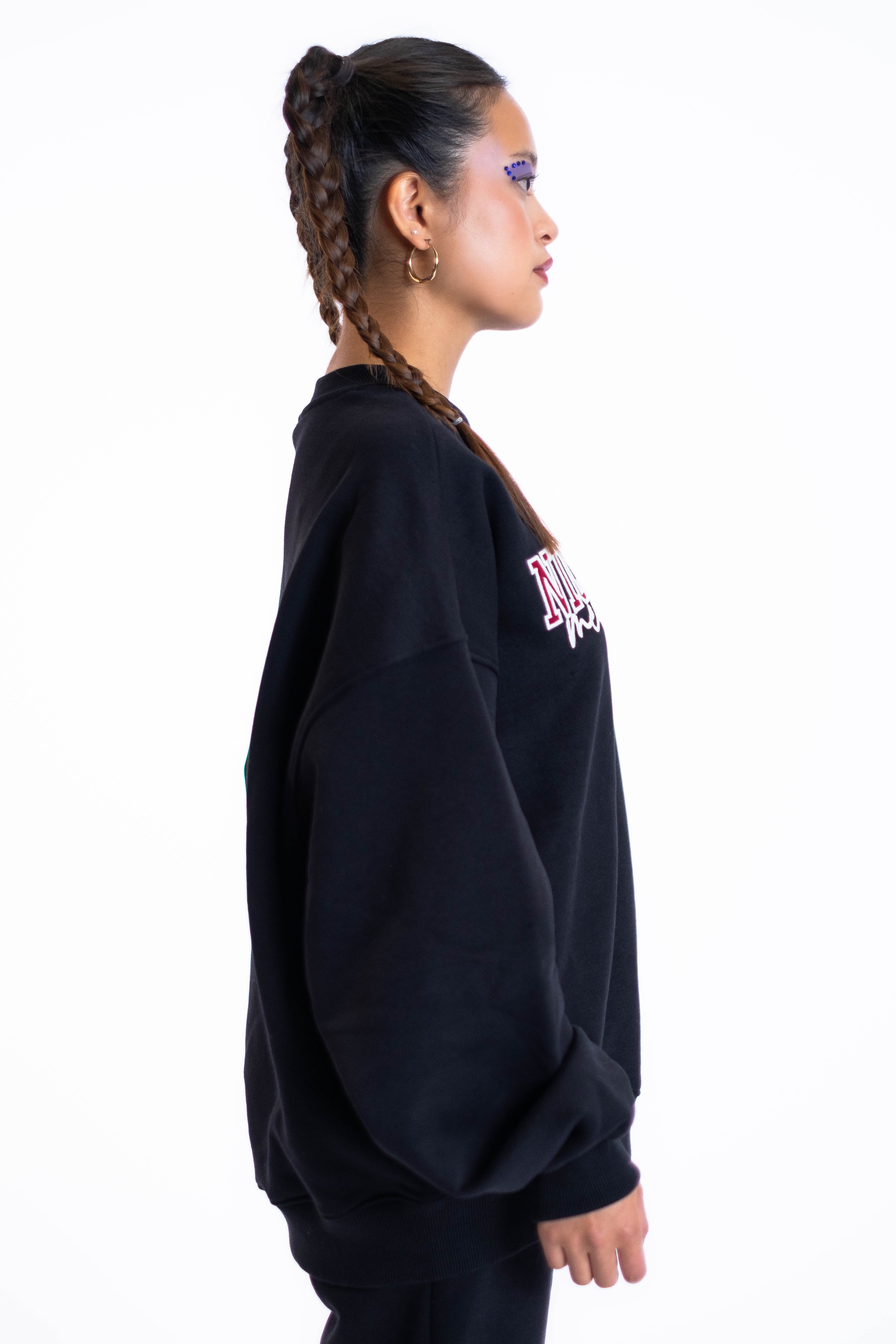 Oversized Crewneck „Team“ - Schwarz