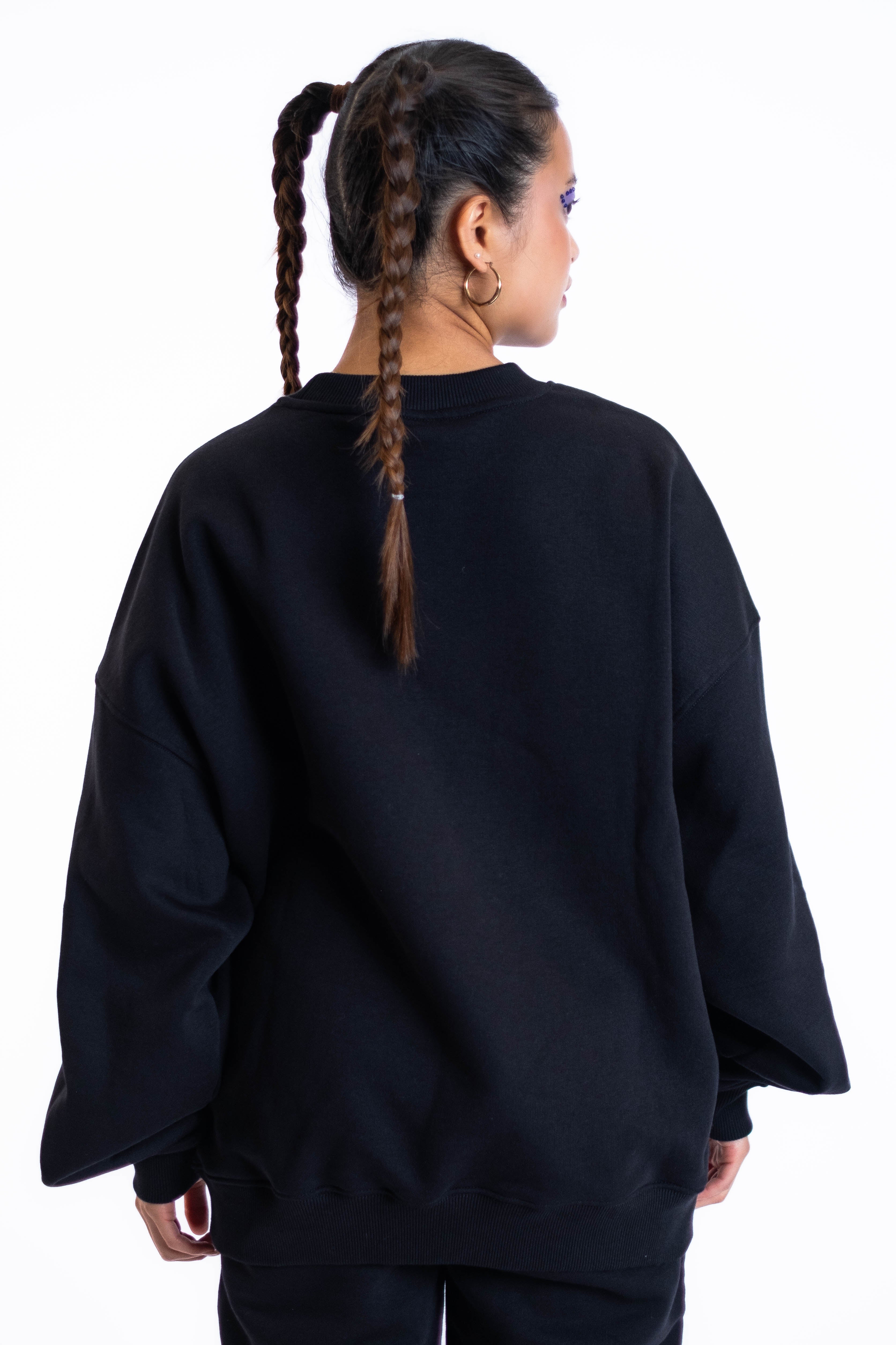 Oversized Crewneck „Team“ - Schwarz