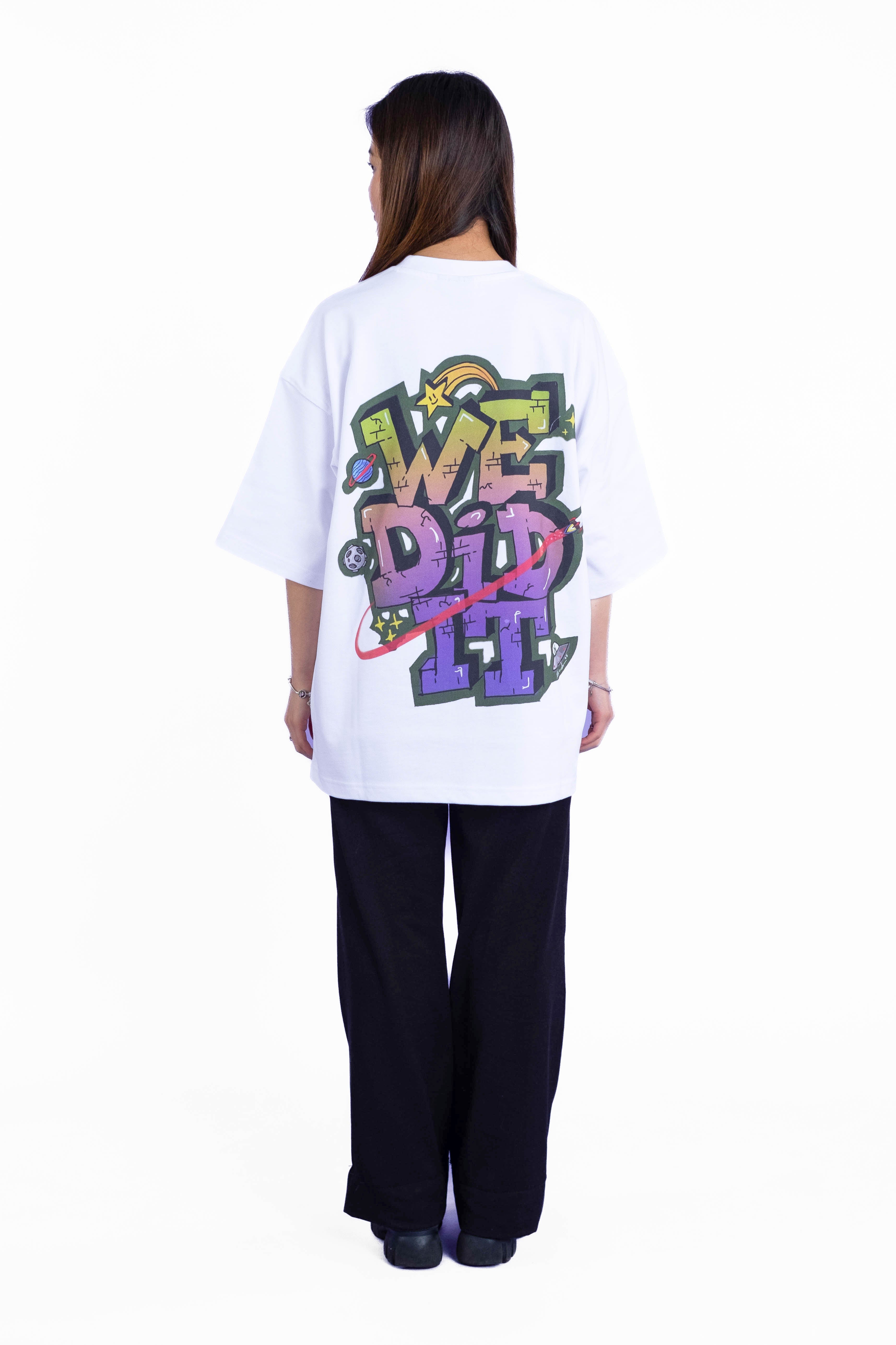 Oversize Tee „We-Did-It“ - Weiß