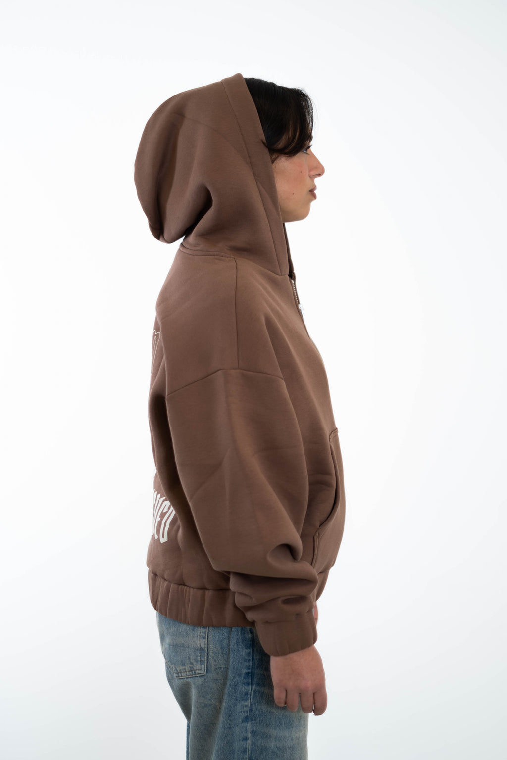 Oversized Cropped Zipper „Freedom" - Brown