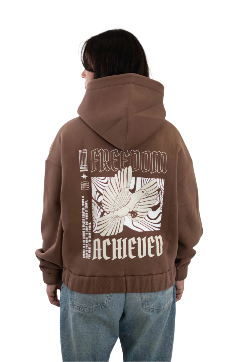 Oversized Cropped Zipper „Freedom" - Brown