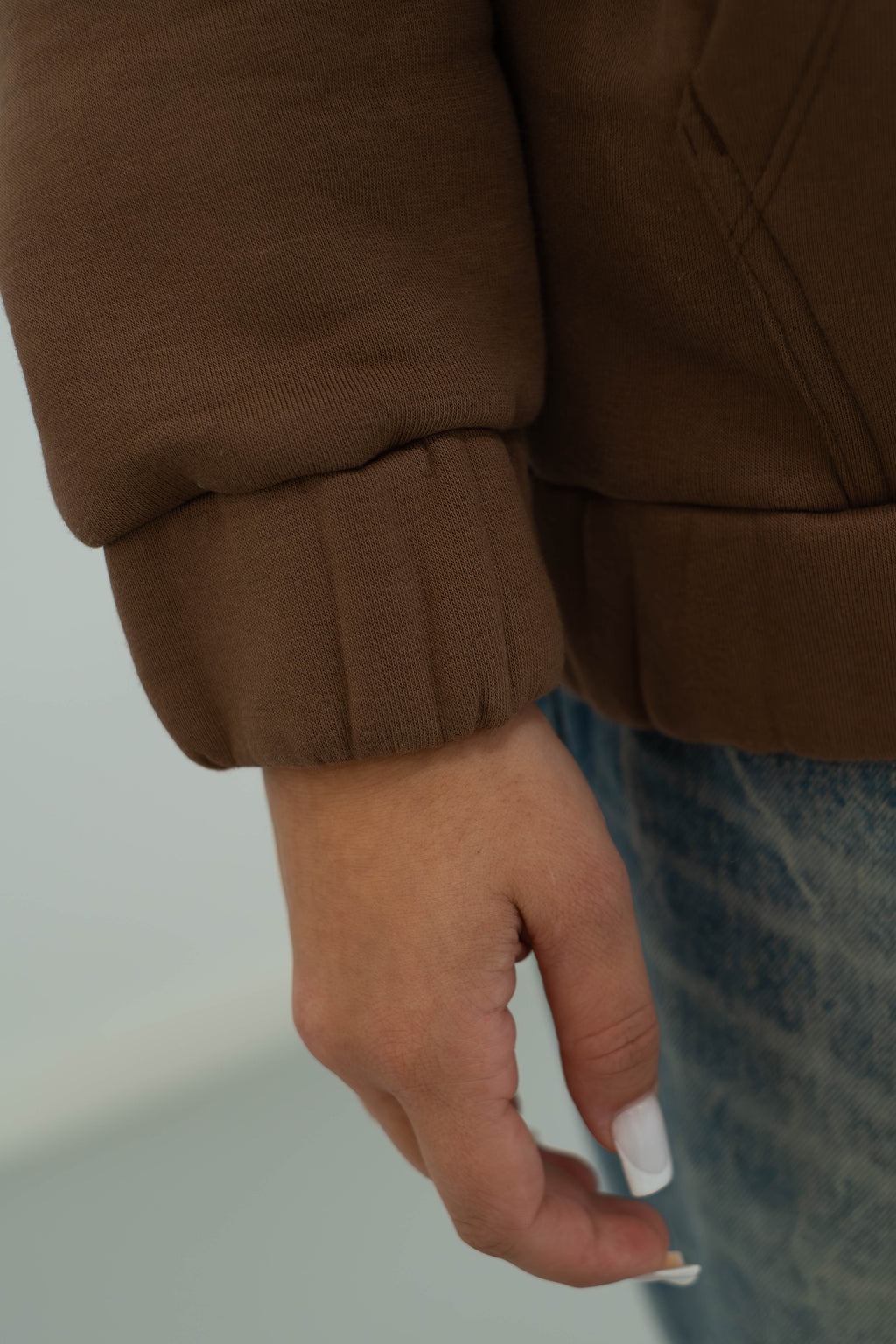 Oversized Cropped Zipper „Freedom" - Brown