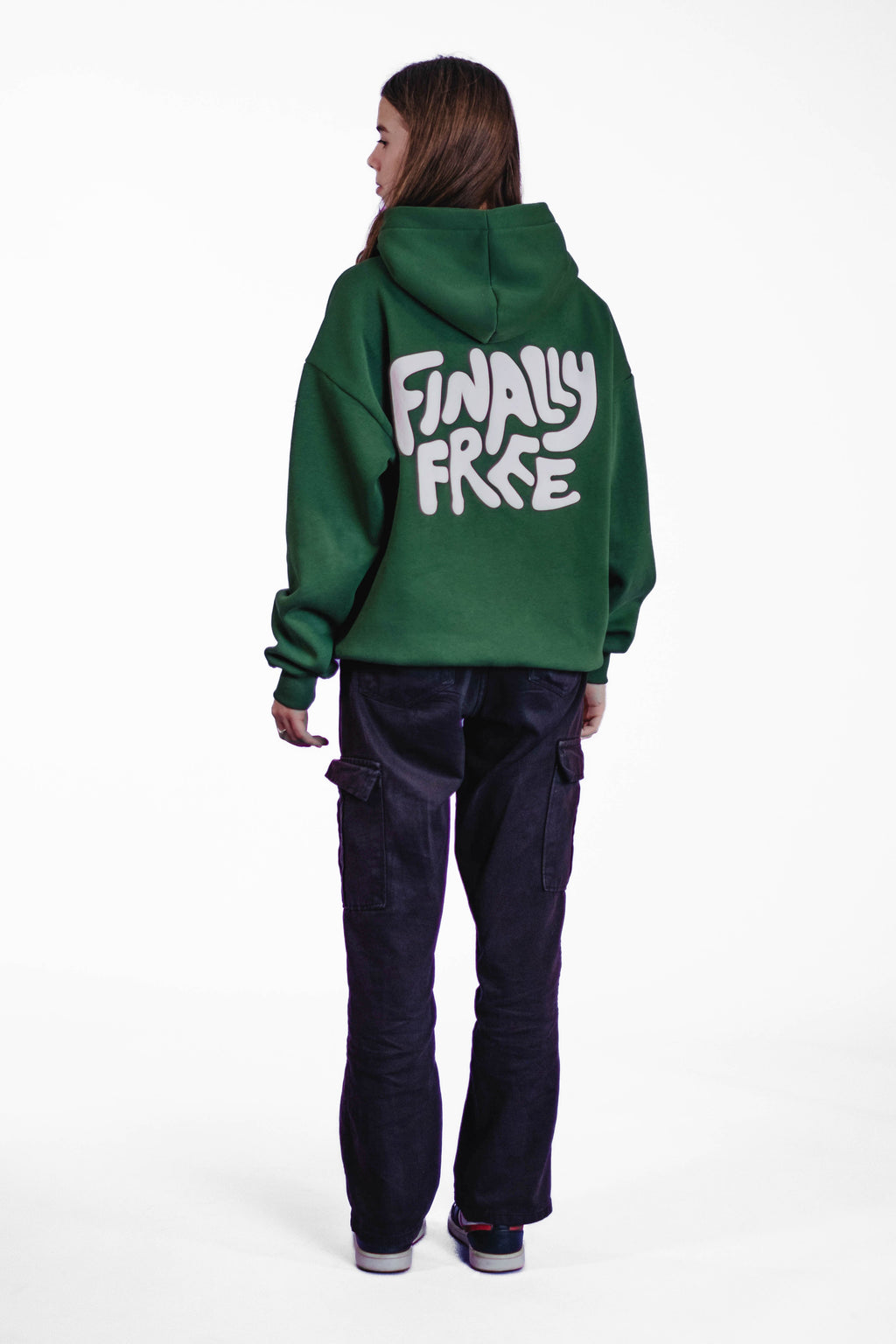Oversize Hoodie „Finally Free“ - Dunkelgrün