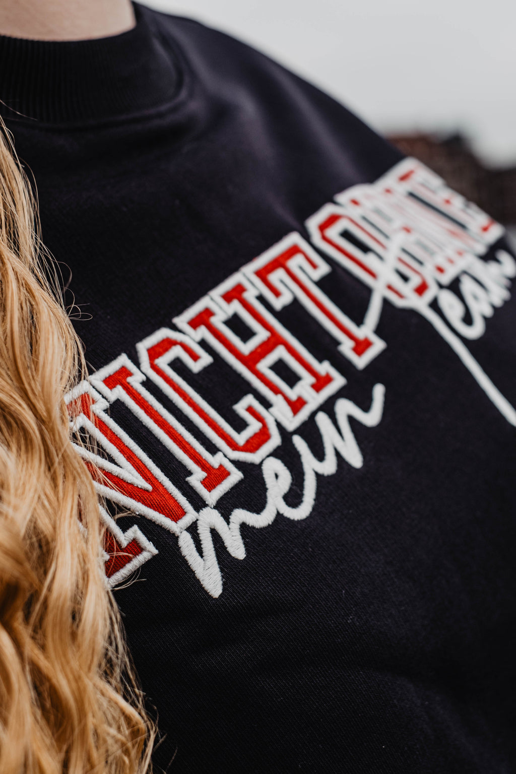 Oversized Crewneck „Team“ - Schwarz