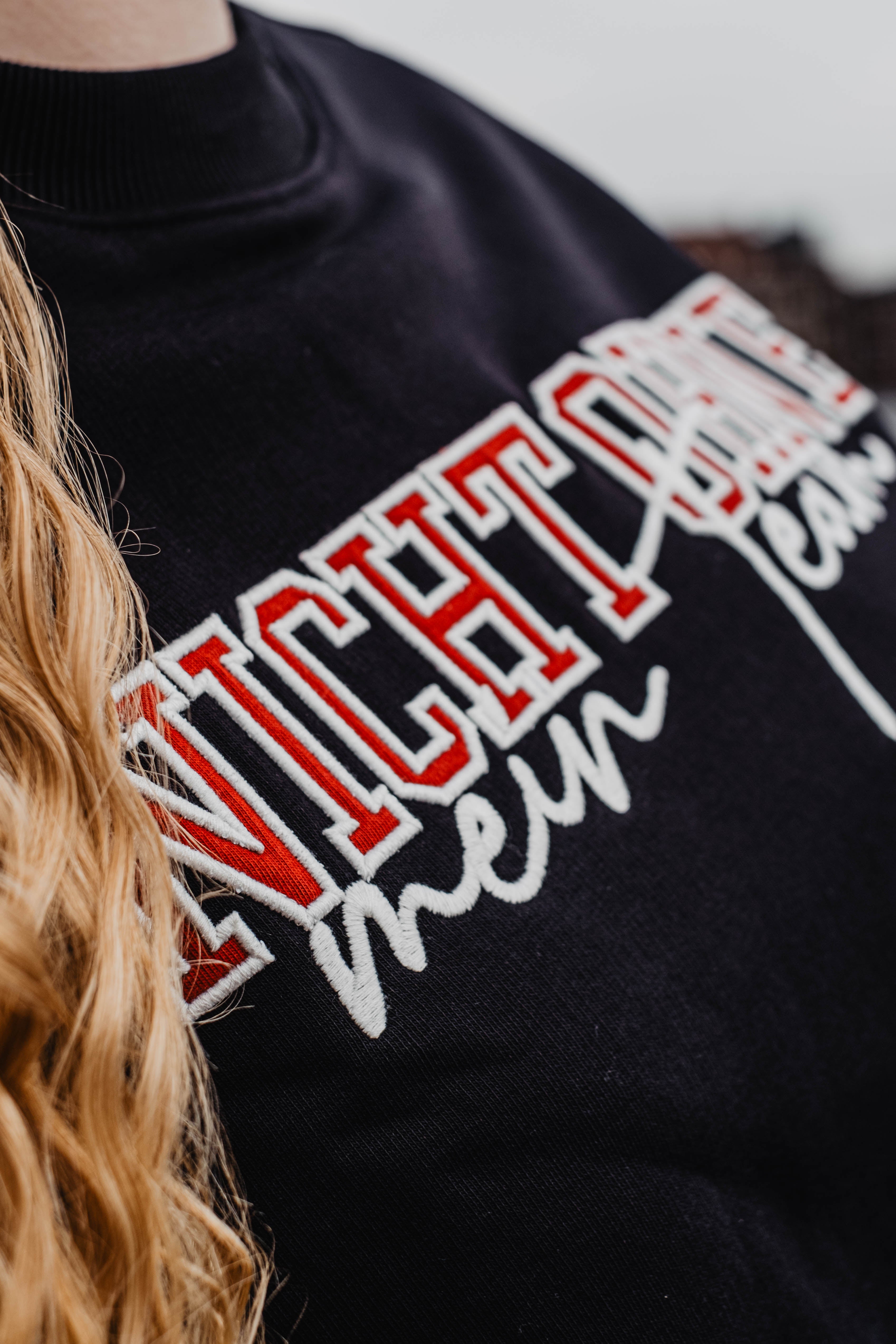 Oversized Crewneck „Team“ - Schwarz